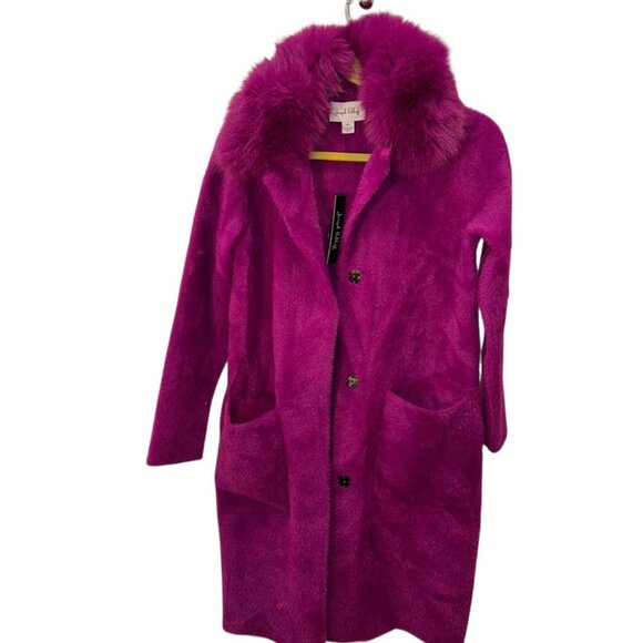Joseph Ribcoff NEW NWT Electric fuschia real fur collar coat S - Picture 1 of 3